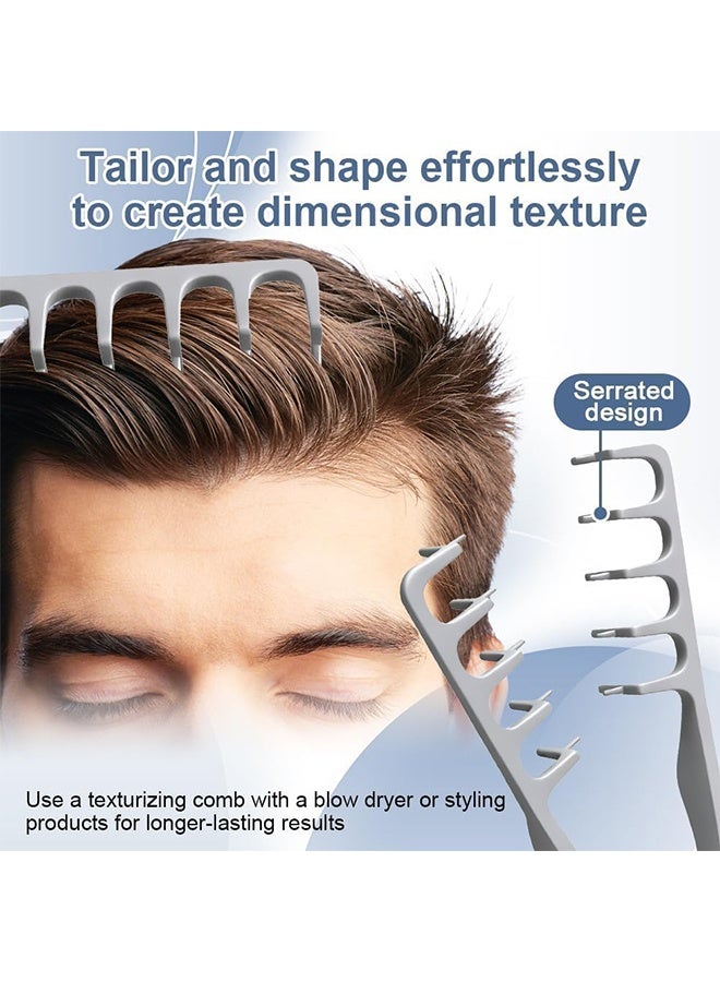 HY 2 Pcs Texture Comb, Wide Tooth Styling Comb, Roots Volume Tool, Men Pompadour Hairstyling Combs, Bangs Seam Grooming Accessory for Woman, for Barber Hairdressing Hair Pick Combs - Image 2